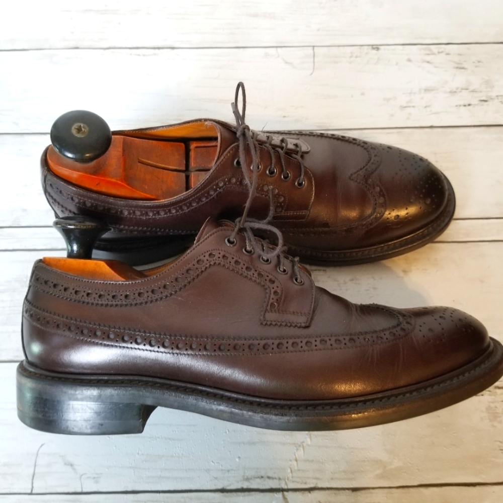 O'Keeffe Leather Brown Brogue Wingtip Lace Up Derby Oxford Shoes